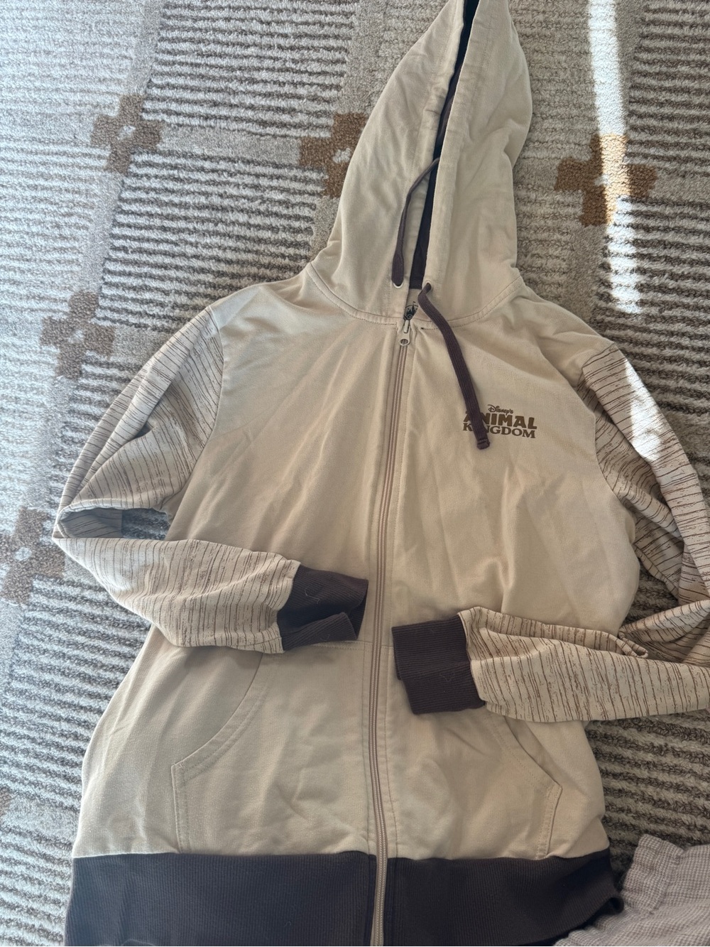 Women's Beige Zip-Up Disney World Animal Kingdom Hoodie Jacket